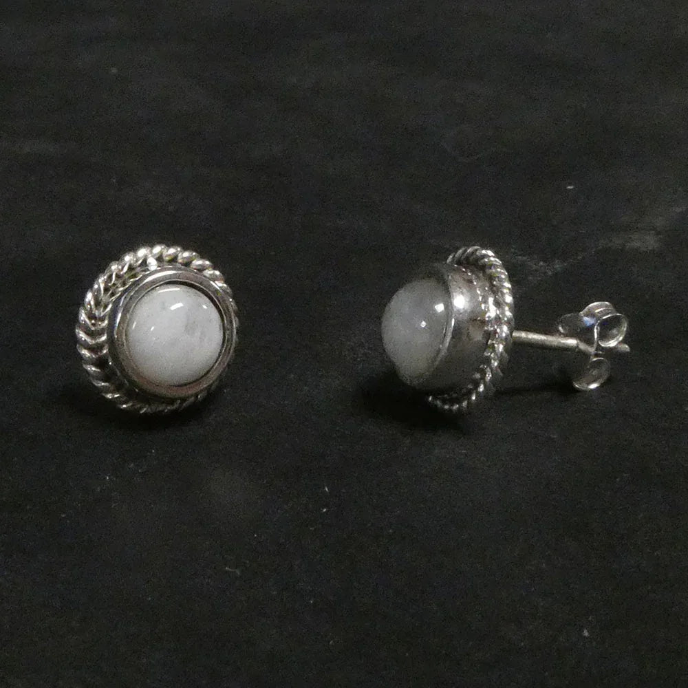 Mondstein 925 Silber Edelstein Ohrstecker Damen ausgefallen günstig
