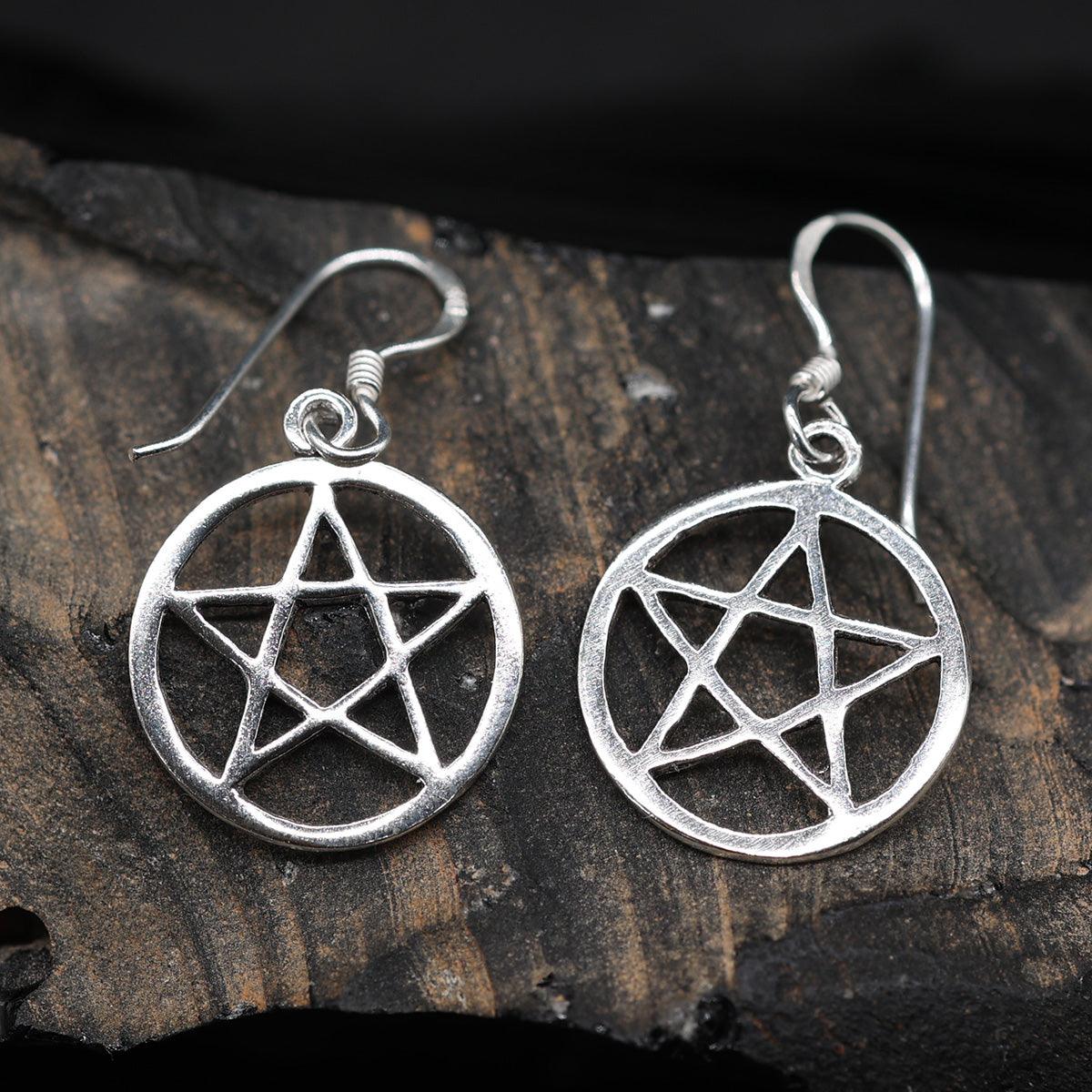 Pentagramm Ohrhänger Silber 925 Sterling Ohrschmuck Ohrring