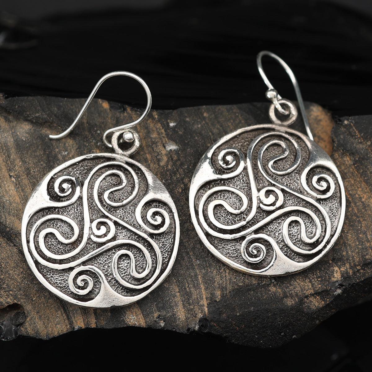 Triskelion Shild silberne Ohrringe 925 hängender Ohrschmuck