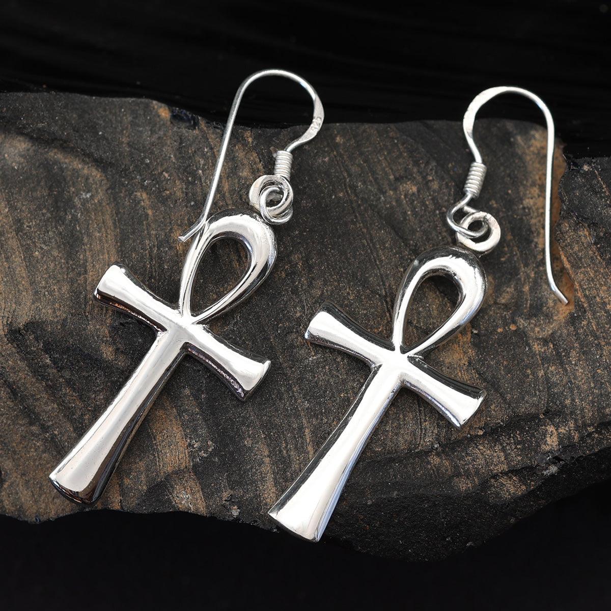 Ägyptische hängende Ohrringe 95er Silber Ohrschmuck Ankh