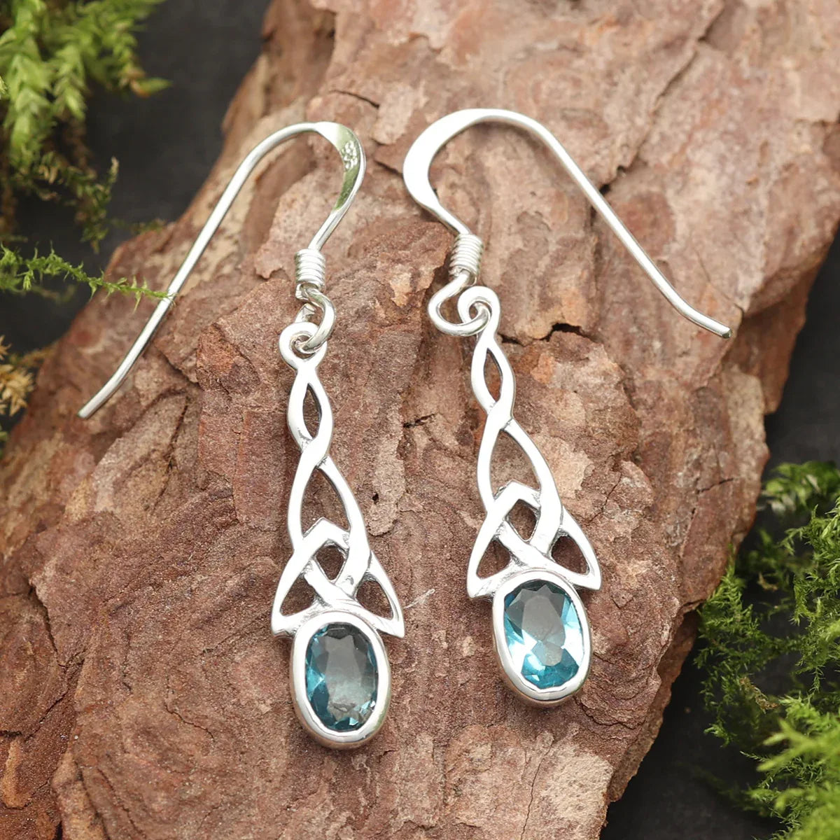 Blauer Topas Zirkonia Ohrring Silber Ohrhänger Edelstein Schmuck
