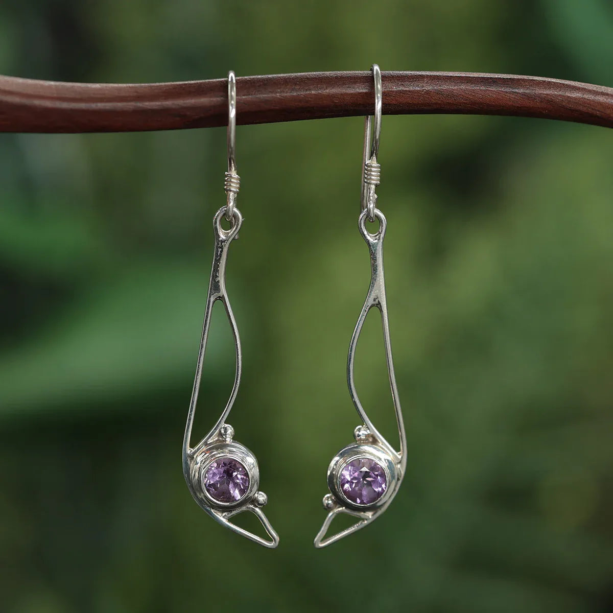 Edelstein Ohrringe Silber hängend Ohrhänger Stein Amethyst