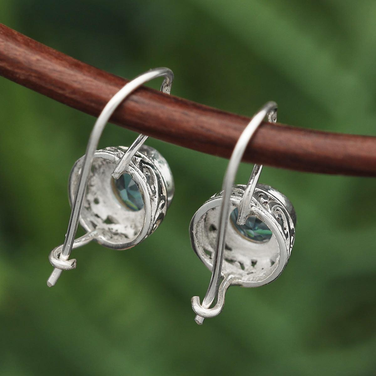 Blauer Topas Ohrhänger Edelstein Silber 925 Sterling Ohrschmuck