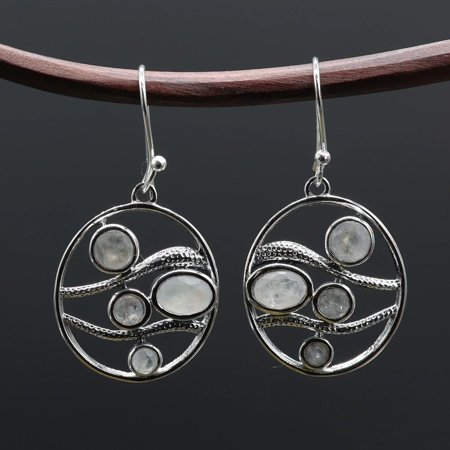 Mondstein Ohrschmuck design 925 Silber elegant