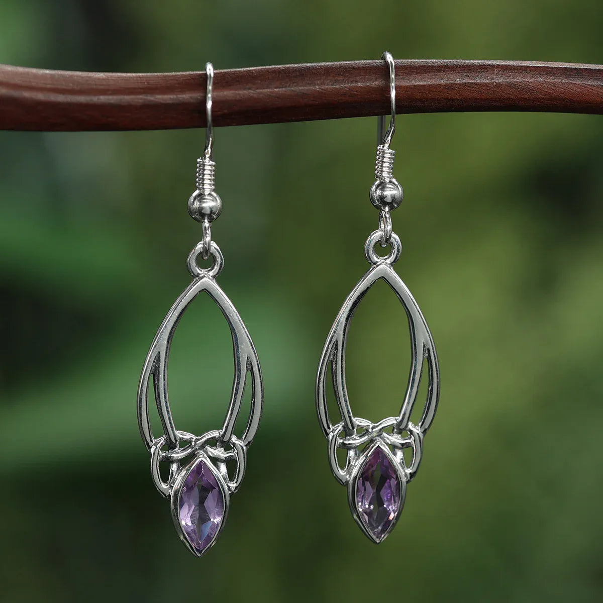 Amethyst Edelstein Ohrringe Silber hängend Ohrhänger Stein