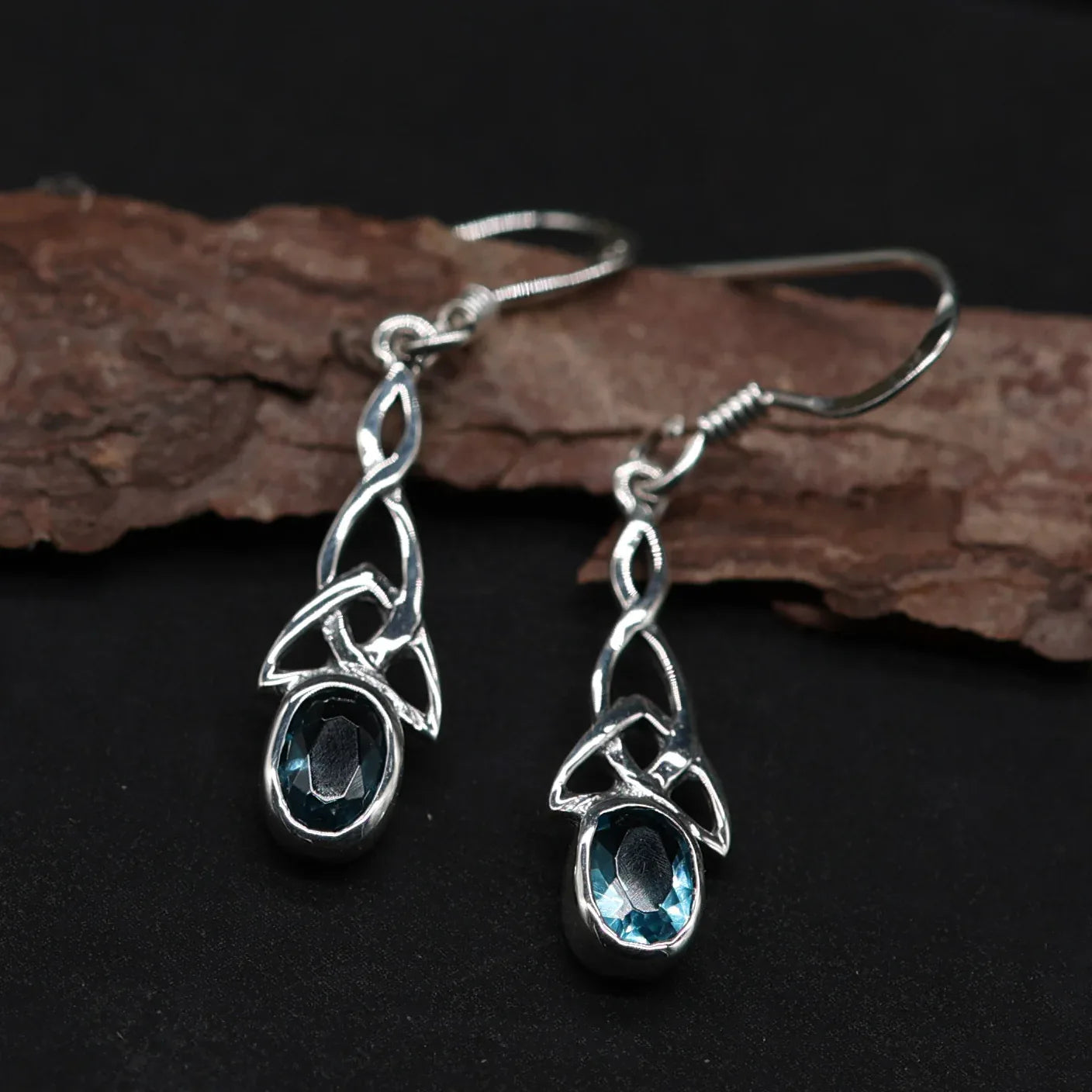 Ohrhänger Silber Edelstein Blauer Topas Ohrring edler Ohrschmuck