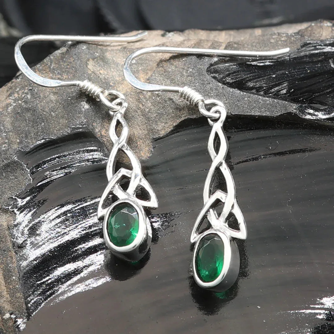 Grüner Zirkonia Kelten Ohrring Silber Ohrschmuck zart