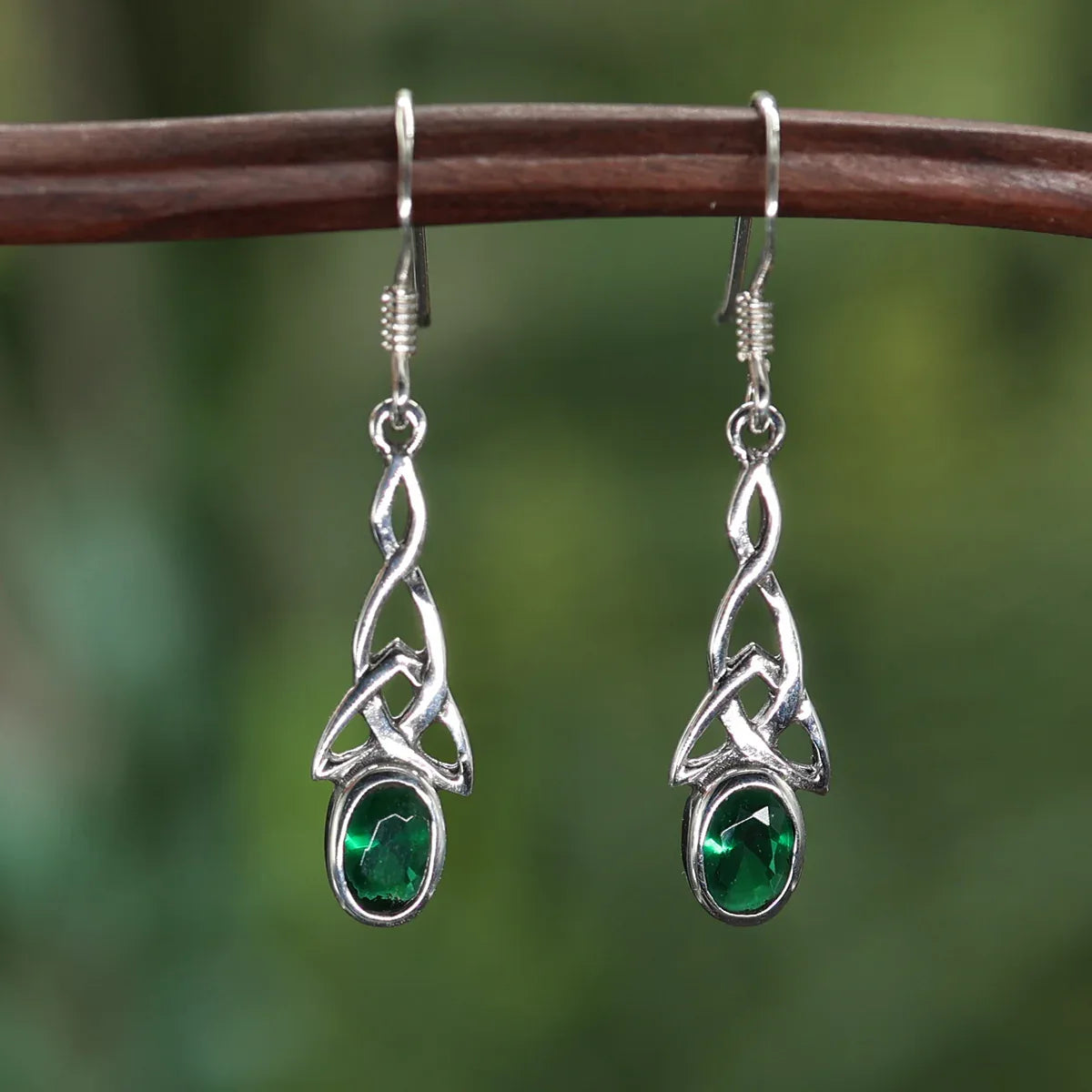 Keltischer Grüner Zirkonia Ohrring Silber Ohrschmuck zart