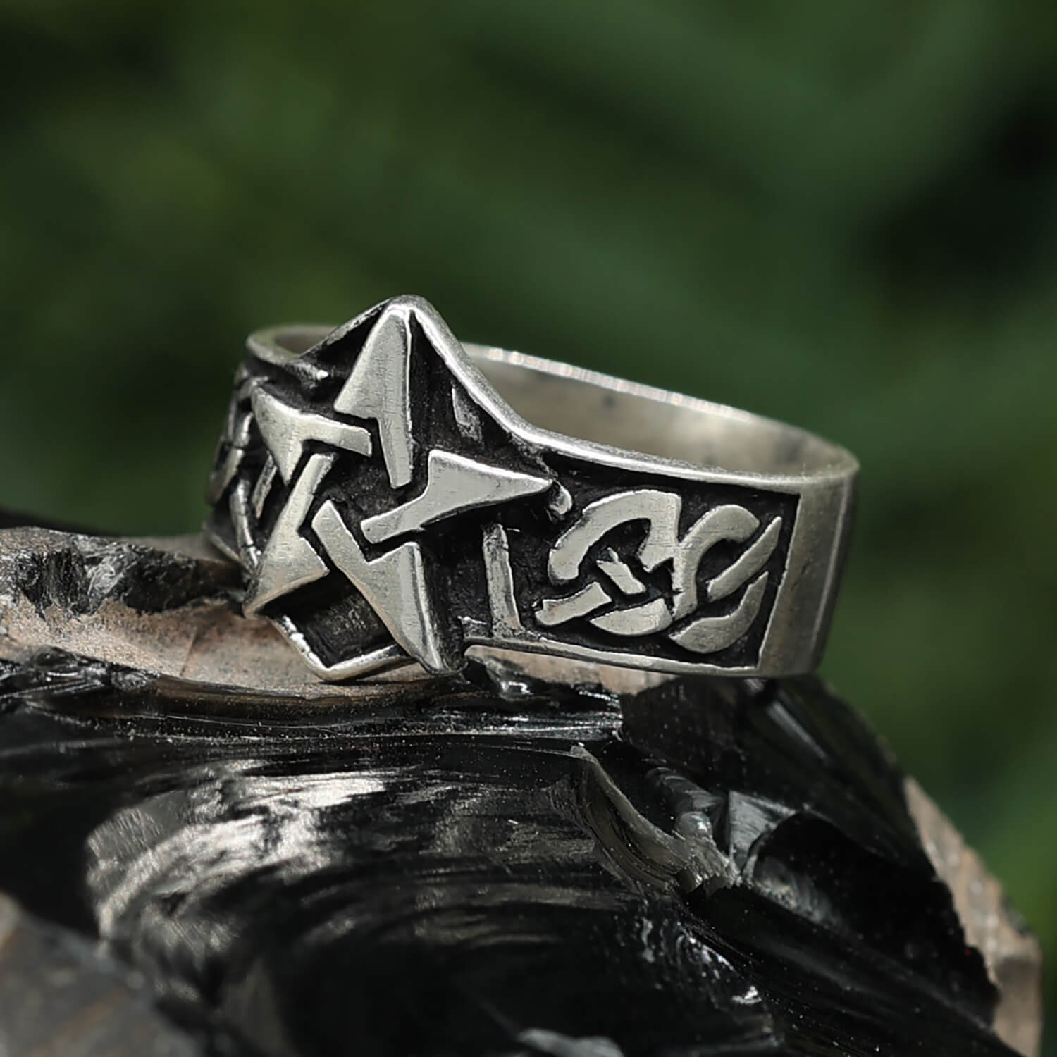 Keltisches Pentagramm Ring Damen Herren Silberring 925 Silber