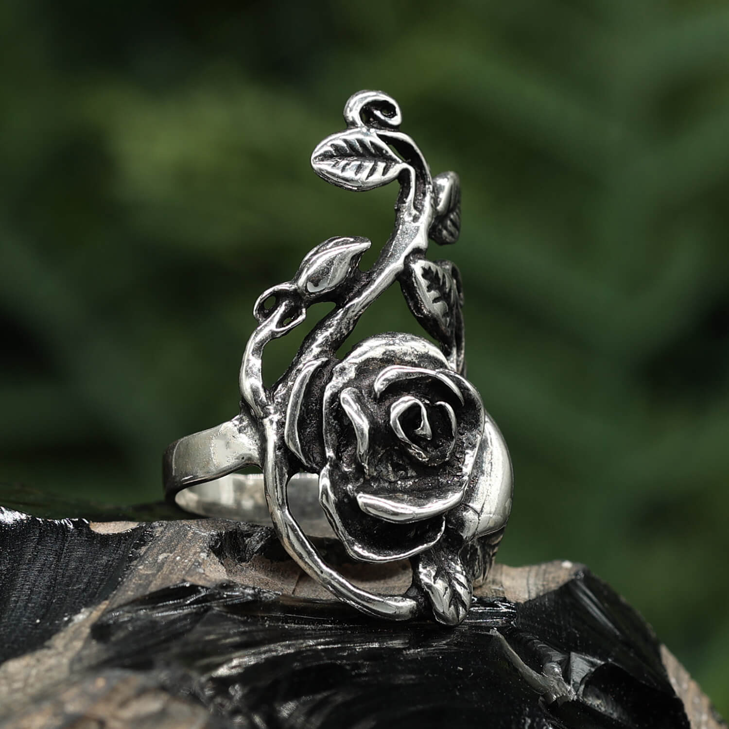 Rosen Ring Damen Herren Silberring 925 Silber Gothic Rose