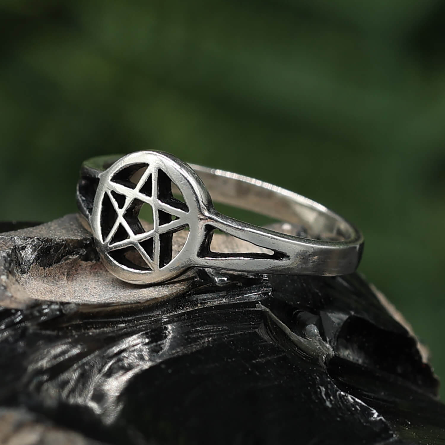 Pentagramm Ring Damen Herren Silberring 925 Silber Hexenstern Wicca