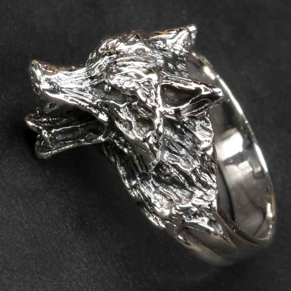 Wolf Silberring Männer Frauen Sterlingsilber kleine und große Größen