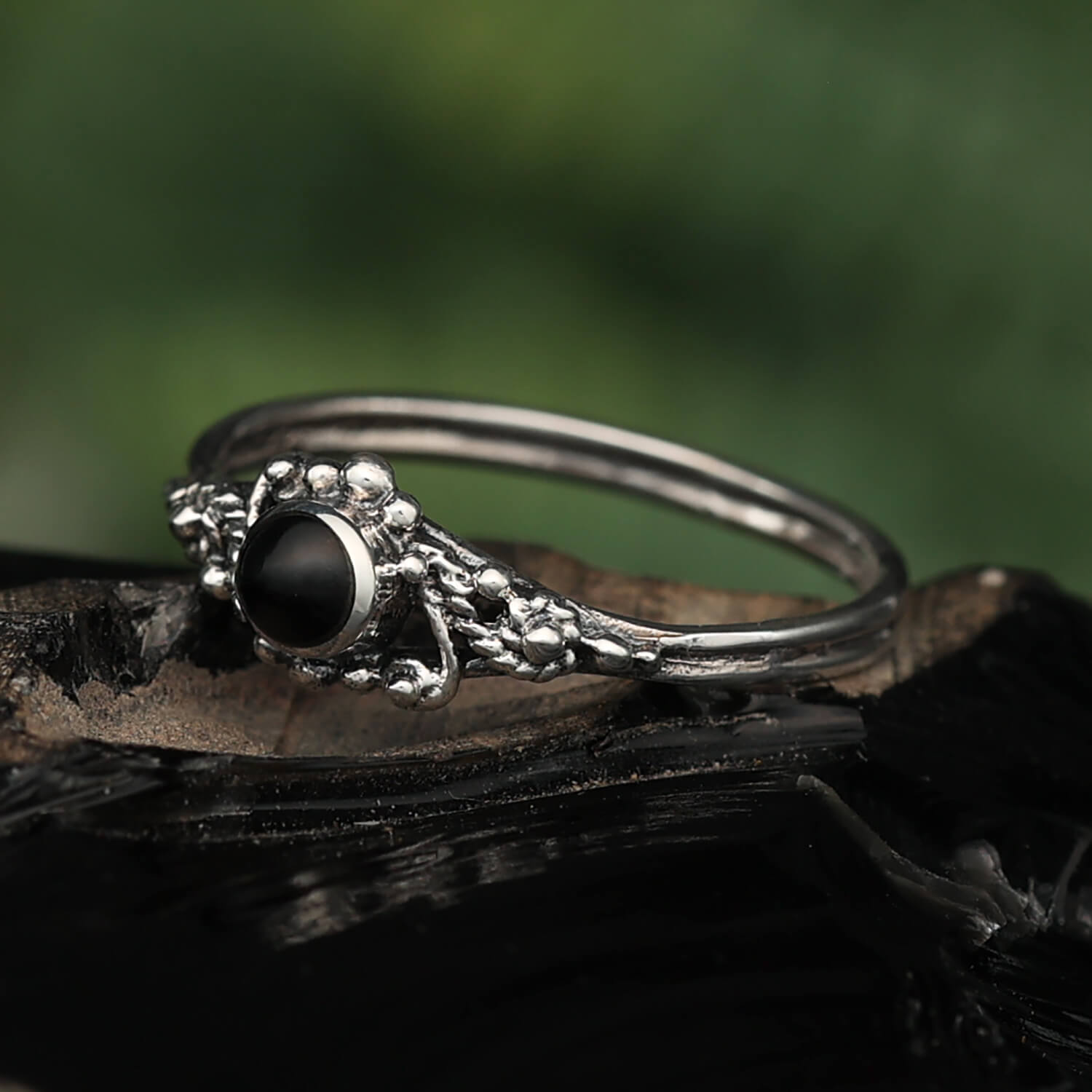 Ring Silber mit Onyx Steinschmuck Frauen Kinder 925 Silber