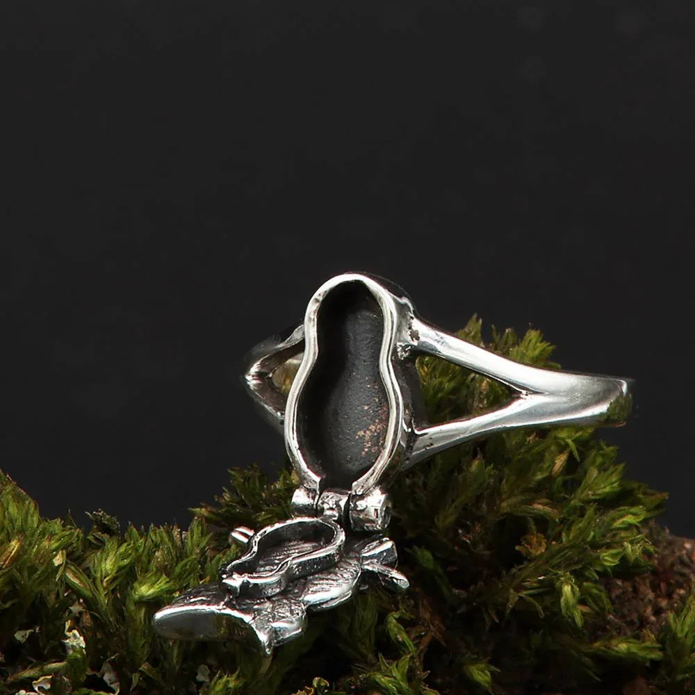 Echter Silberring - Giftring mit geheimfach - Tiermotiv
