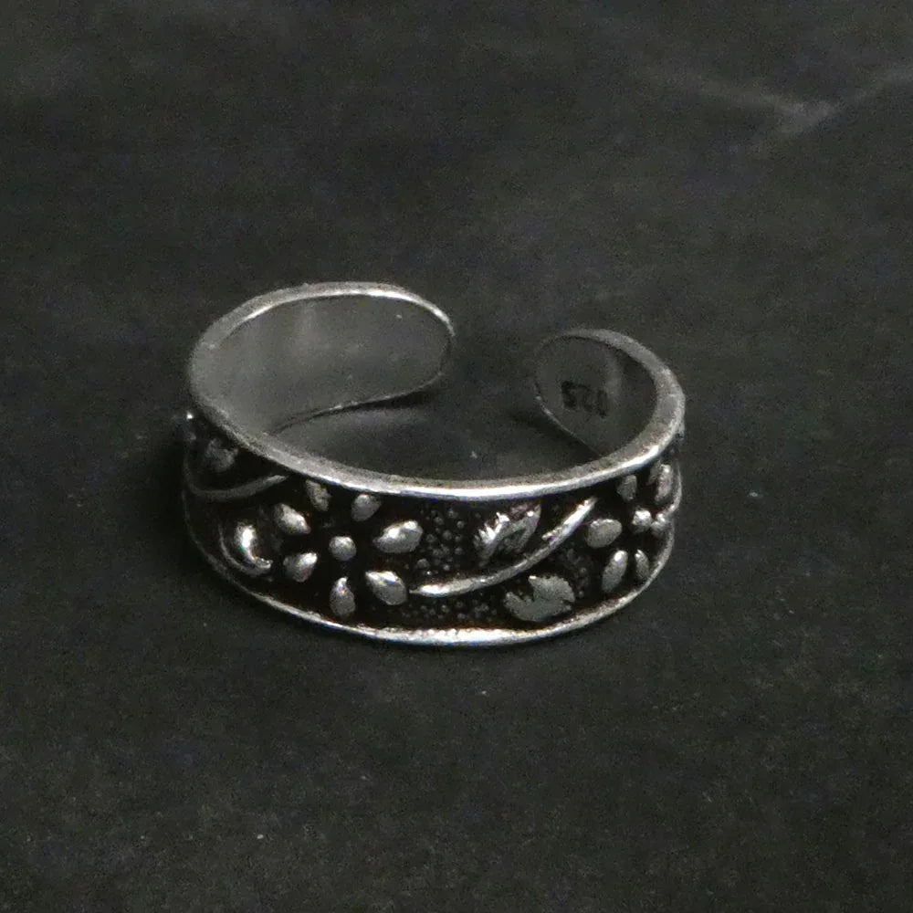 Blume Zehenring Fußschmuck Sommer 925 Silber größenverstellbar