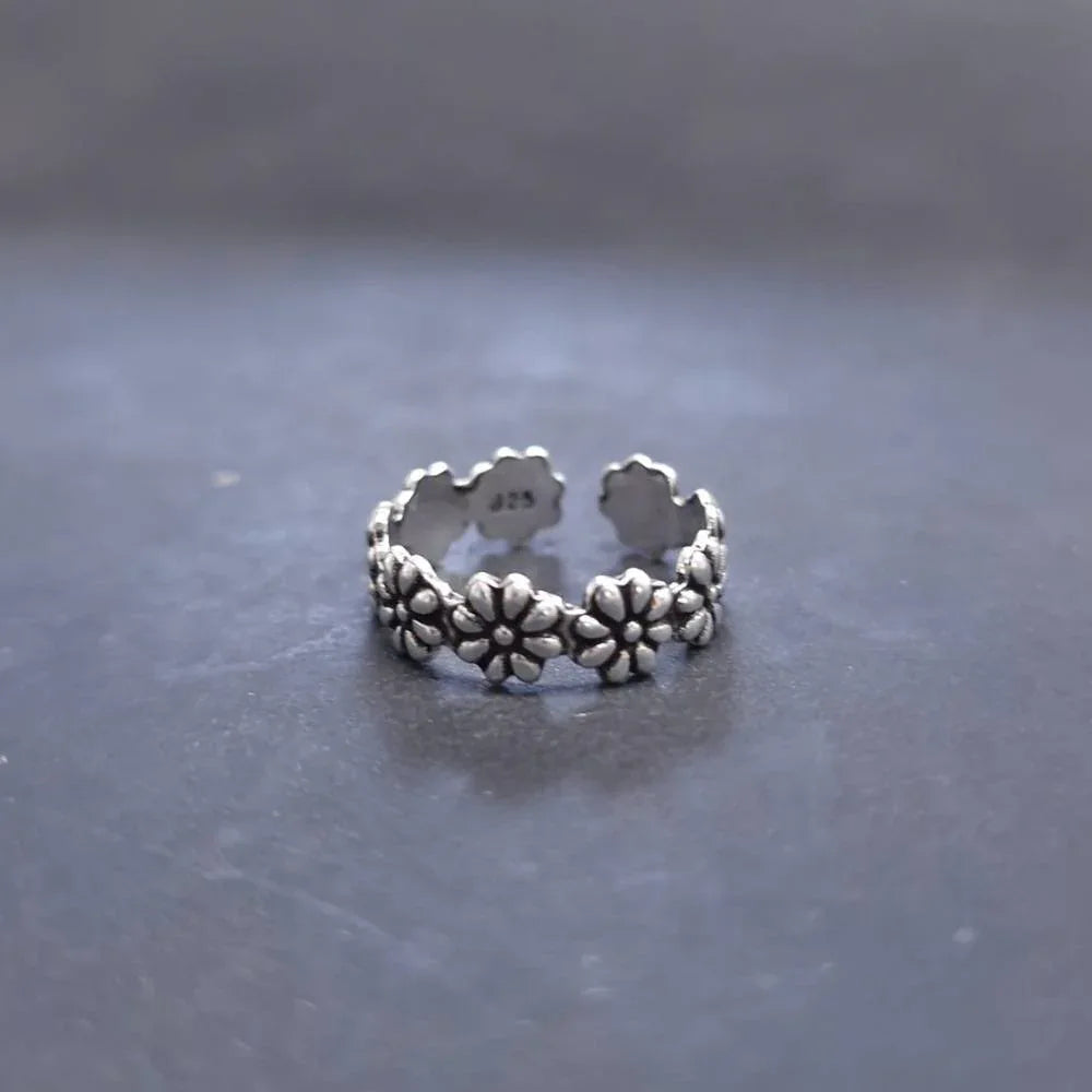 Zehenring 925 Silber mit Blumenkranz motiv - hochwertig verarbeitet