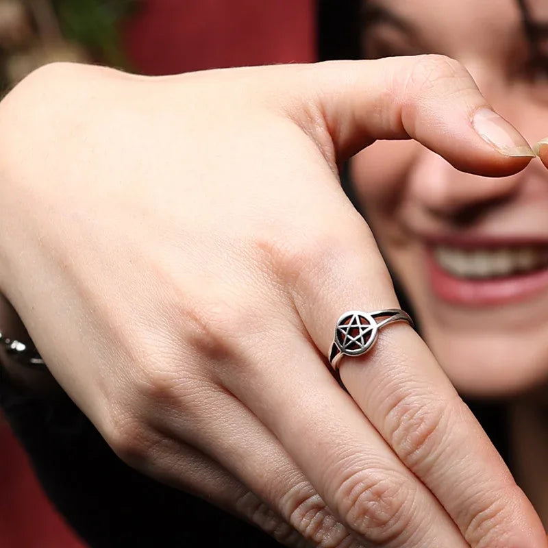 Pentagramm Ring 925 Sterling Silber Schmuck fein gearbeitet