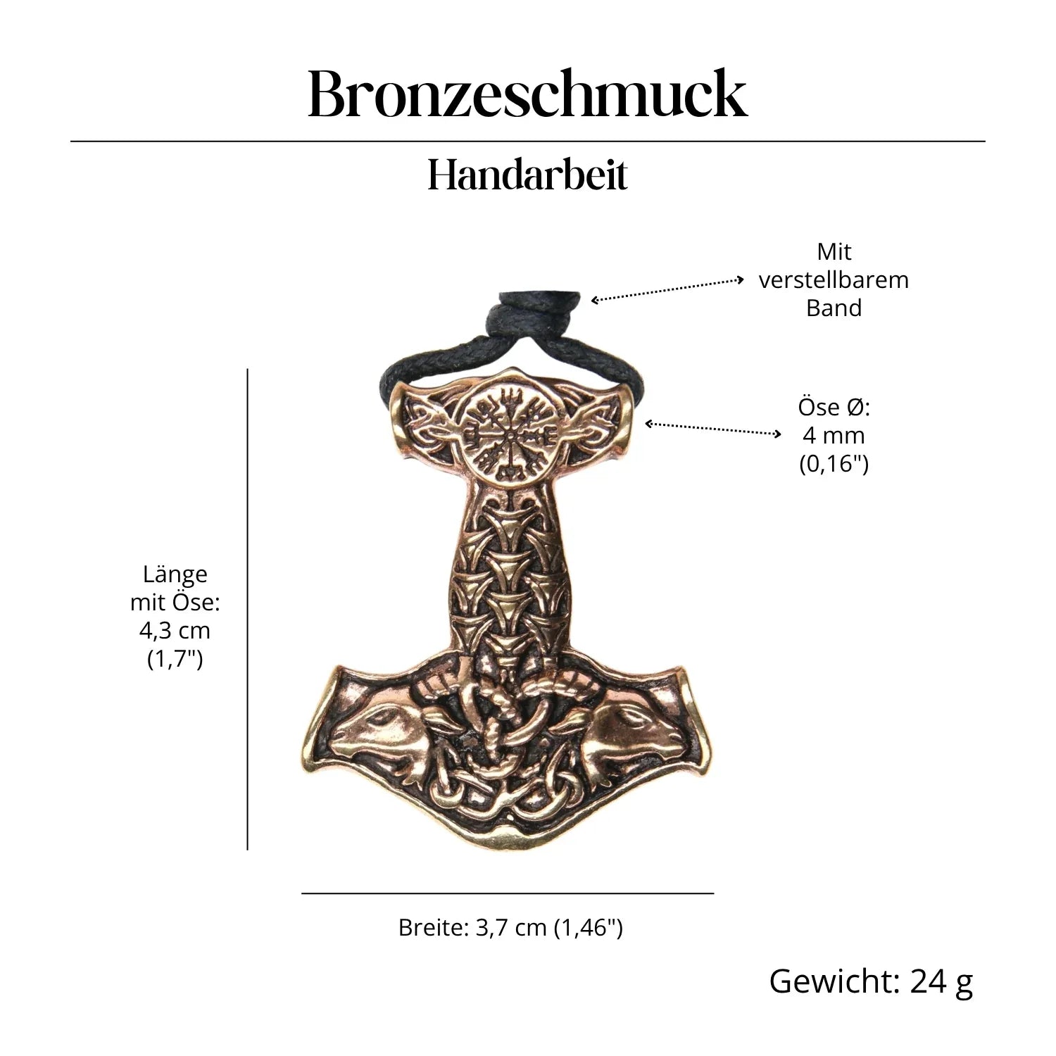 Mjöllnir Halskette goldfarben Anhänger Schmuck Symbolik 