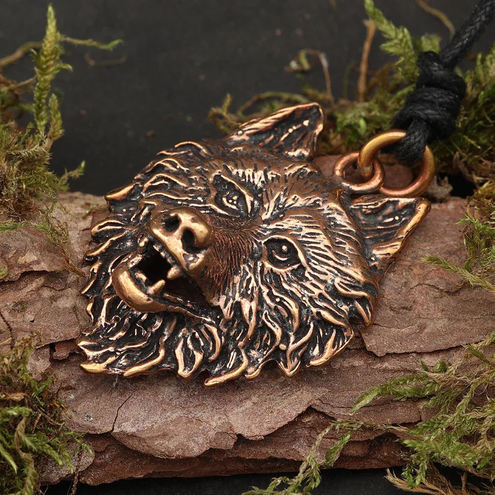Wolf Anhänger Halskette Schmuckanhänger aus Bronze