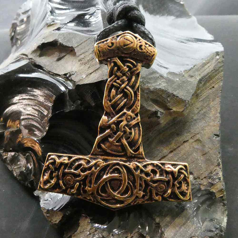 Thorshammer Kette großer Schmuck Anhänger Bronze