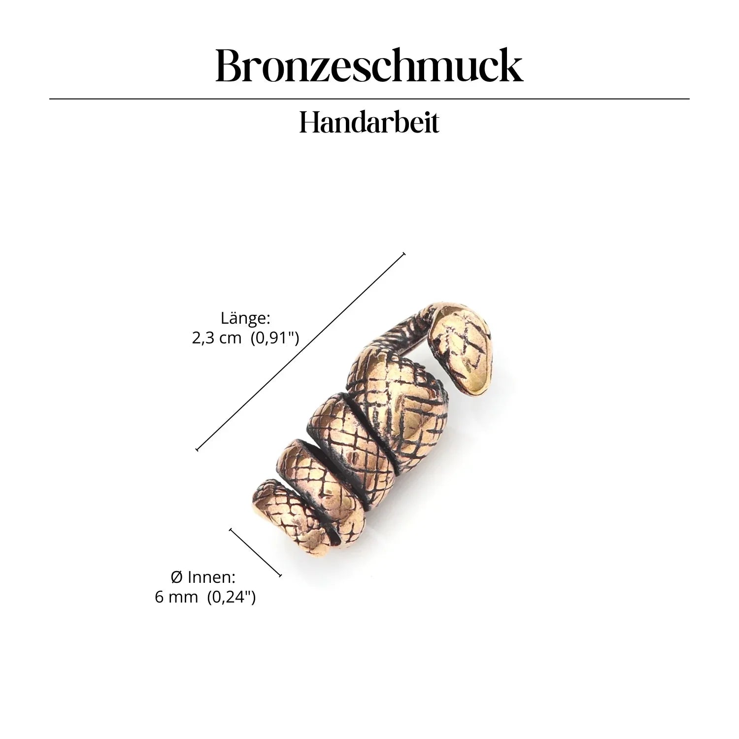 Schlange Bartschmuck Haarperle Bronze Bead Dreadlock 