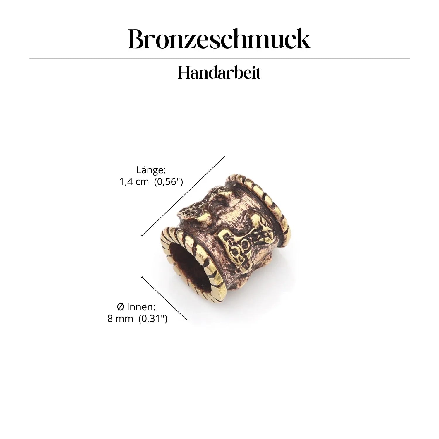 Thorshammer Bartschmuck Haarperle Bronze Bead Dreadlock 