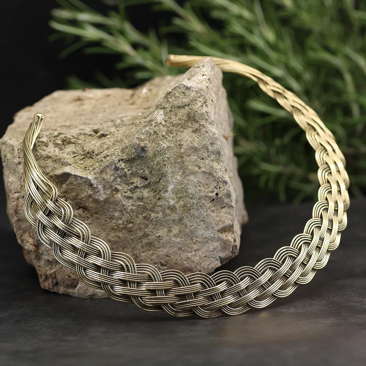 Messing Halsreif geflochten Collier Halsschmuck Halskette