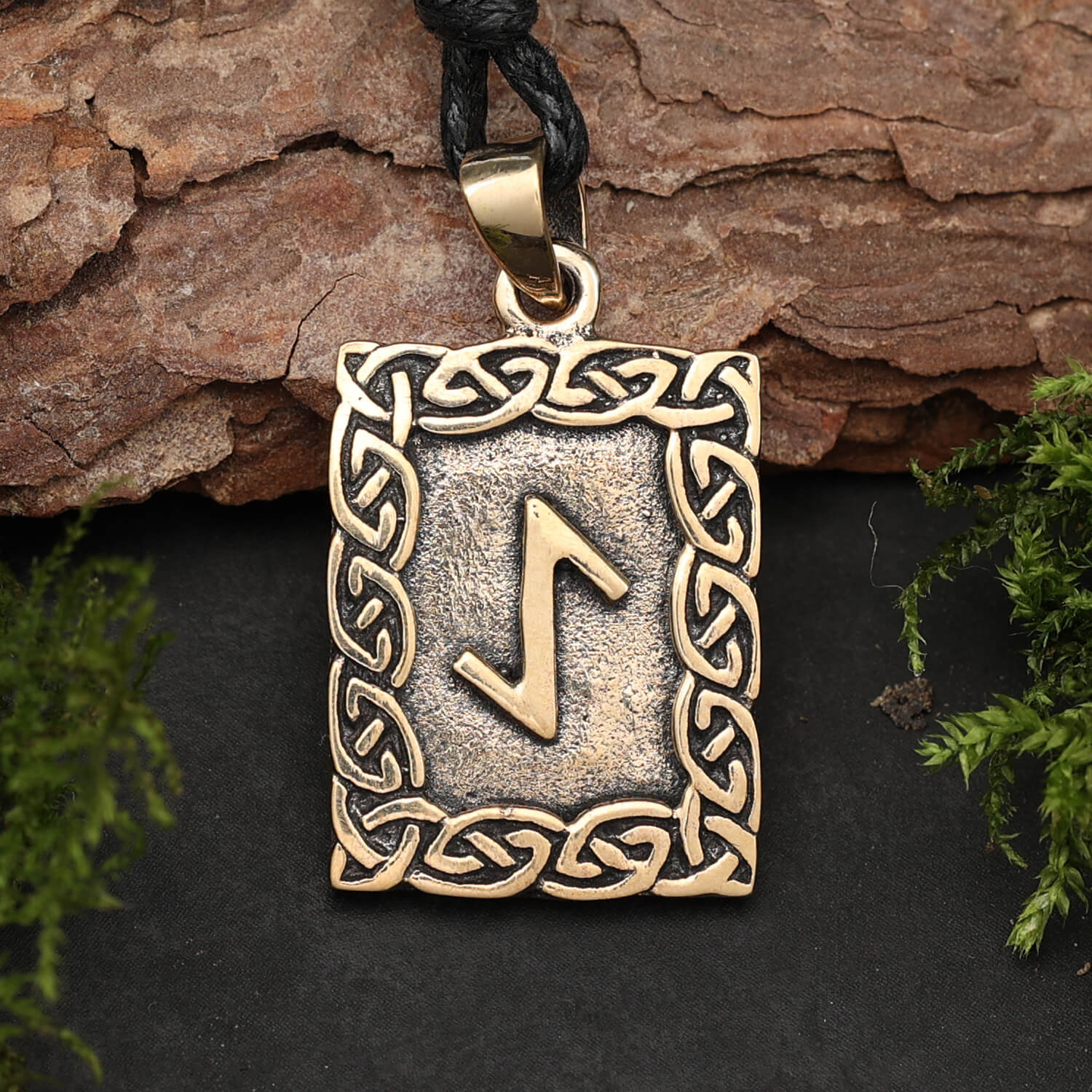 Rune Bronze Jewelry eihwaz Pendant Elder Futhark