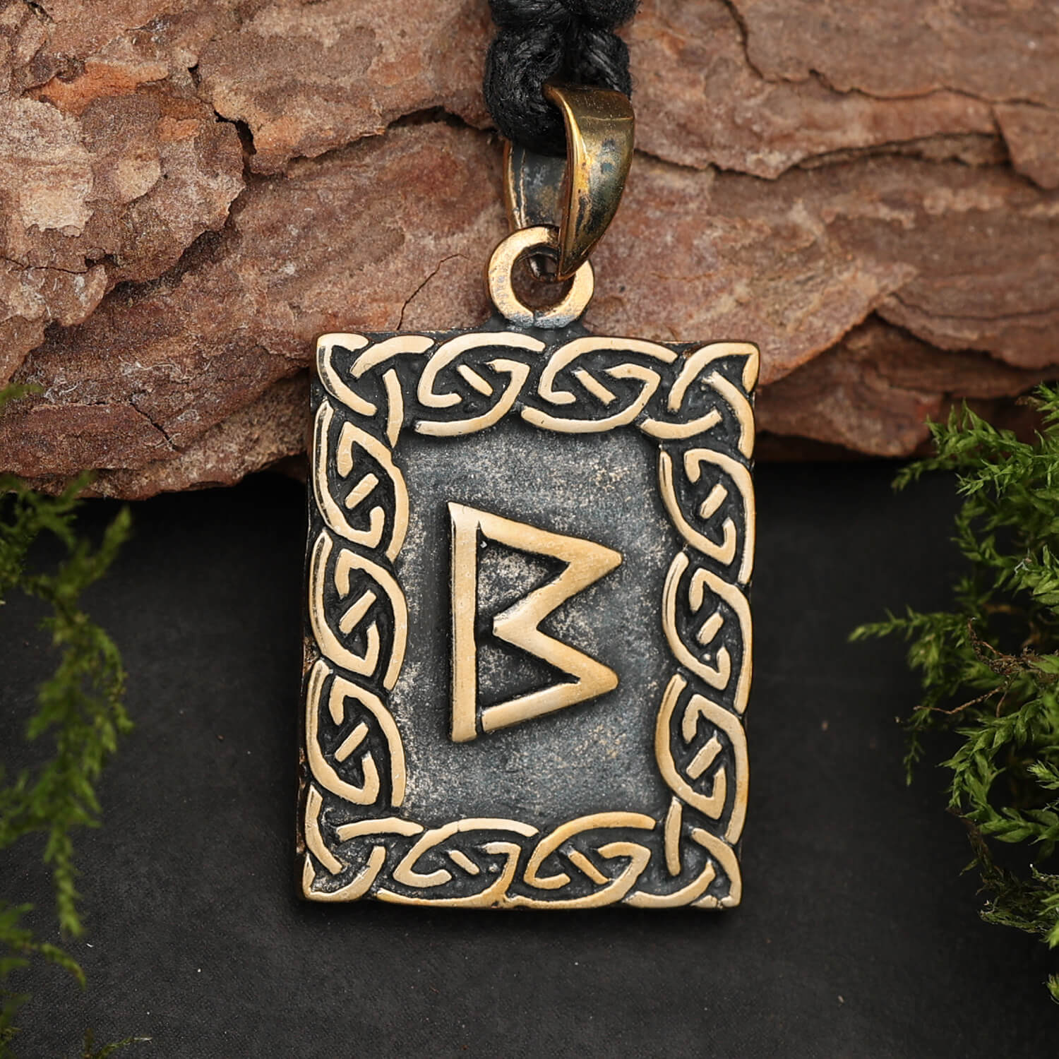 Rune Bronze Jewelry Berkano Pendant Elder Futhark