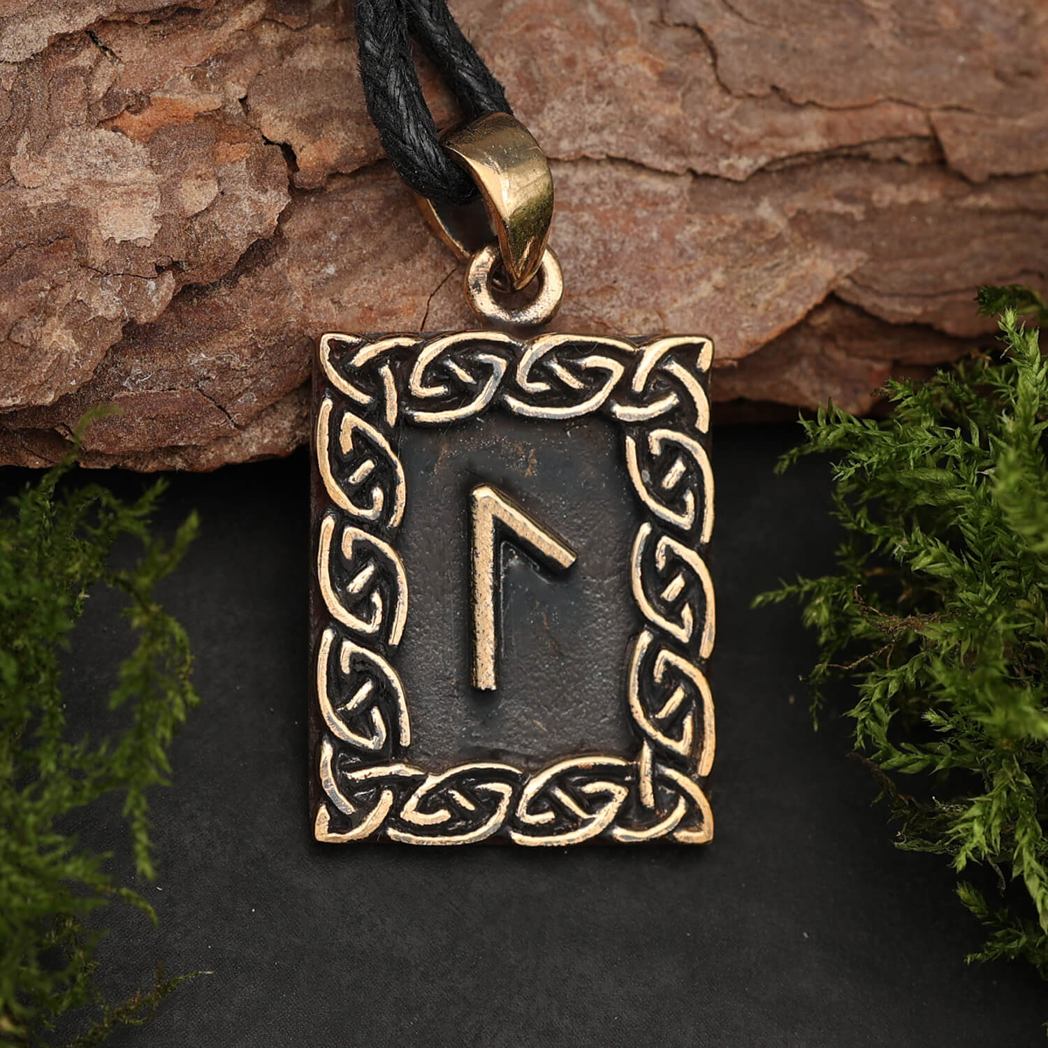 Rune Bronze Jewelry Laguz Pendant Elder Futhark