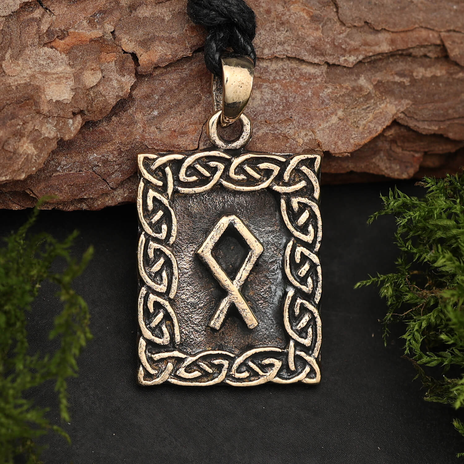 Rune Bronze Jewelry Othala Pendant Elder Futhark