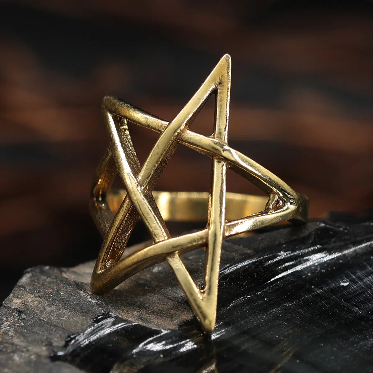 Pentagramm eleganter Messing Ring Zeitlos Schmuck Design