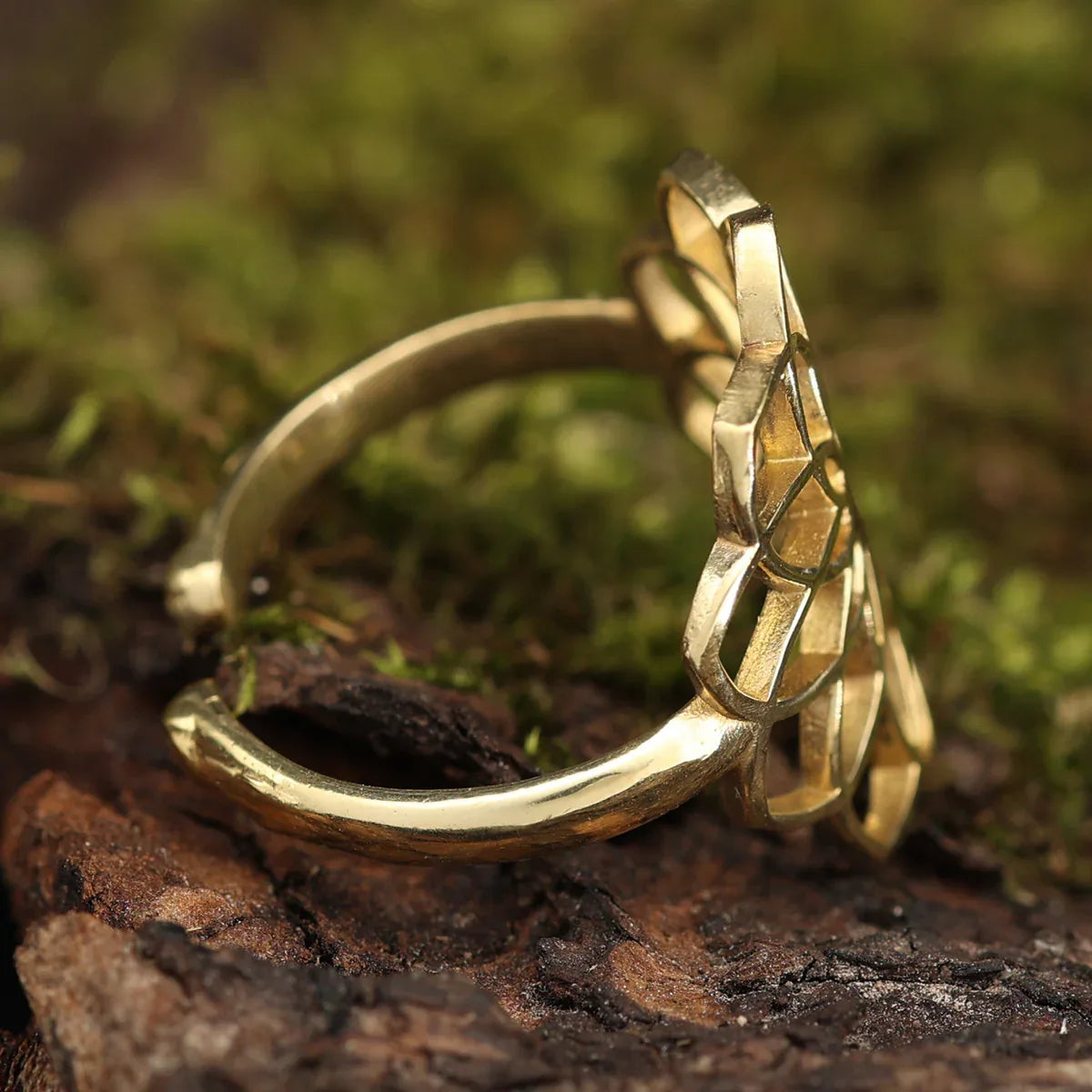 Design Schmuck Ring Messing Blume des Lebens Zeitlos und Elegant
