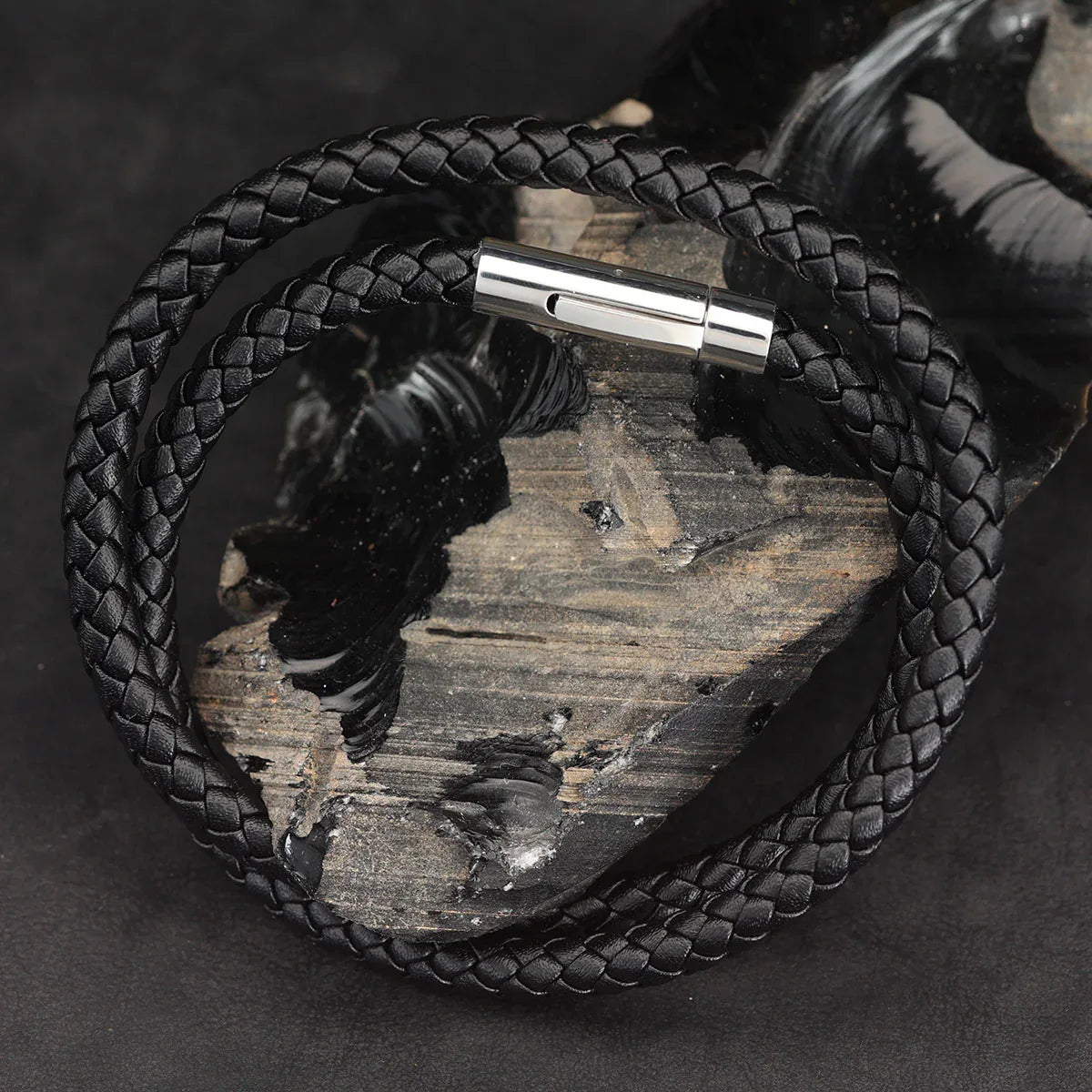 Geflochtenes Leder Armband schwarz Armschmuck