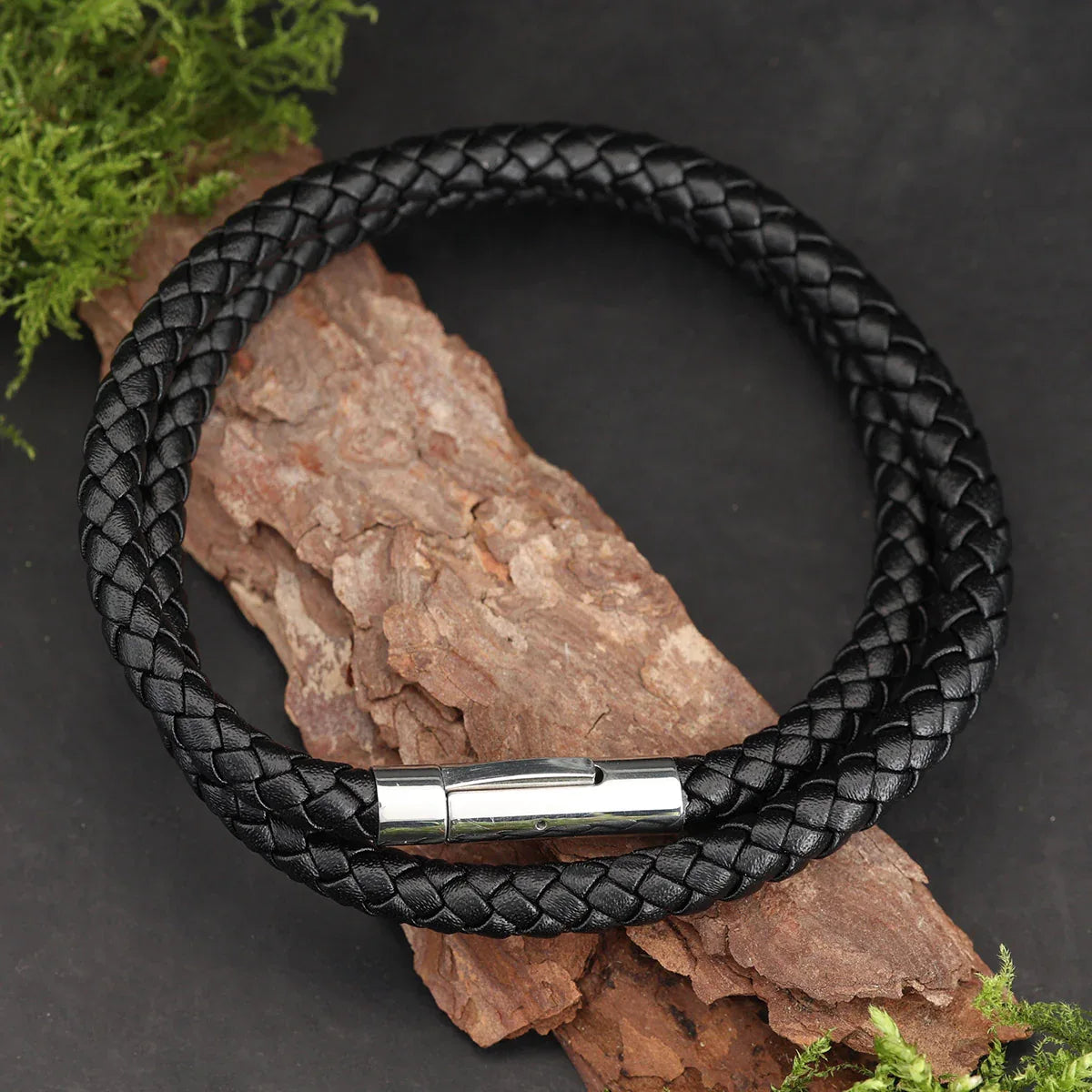 Leder Armband geflochten Schwarz Armschmuck