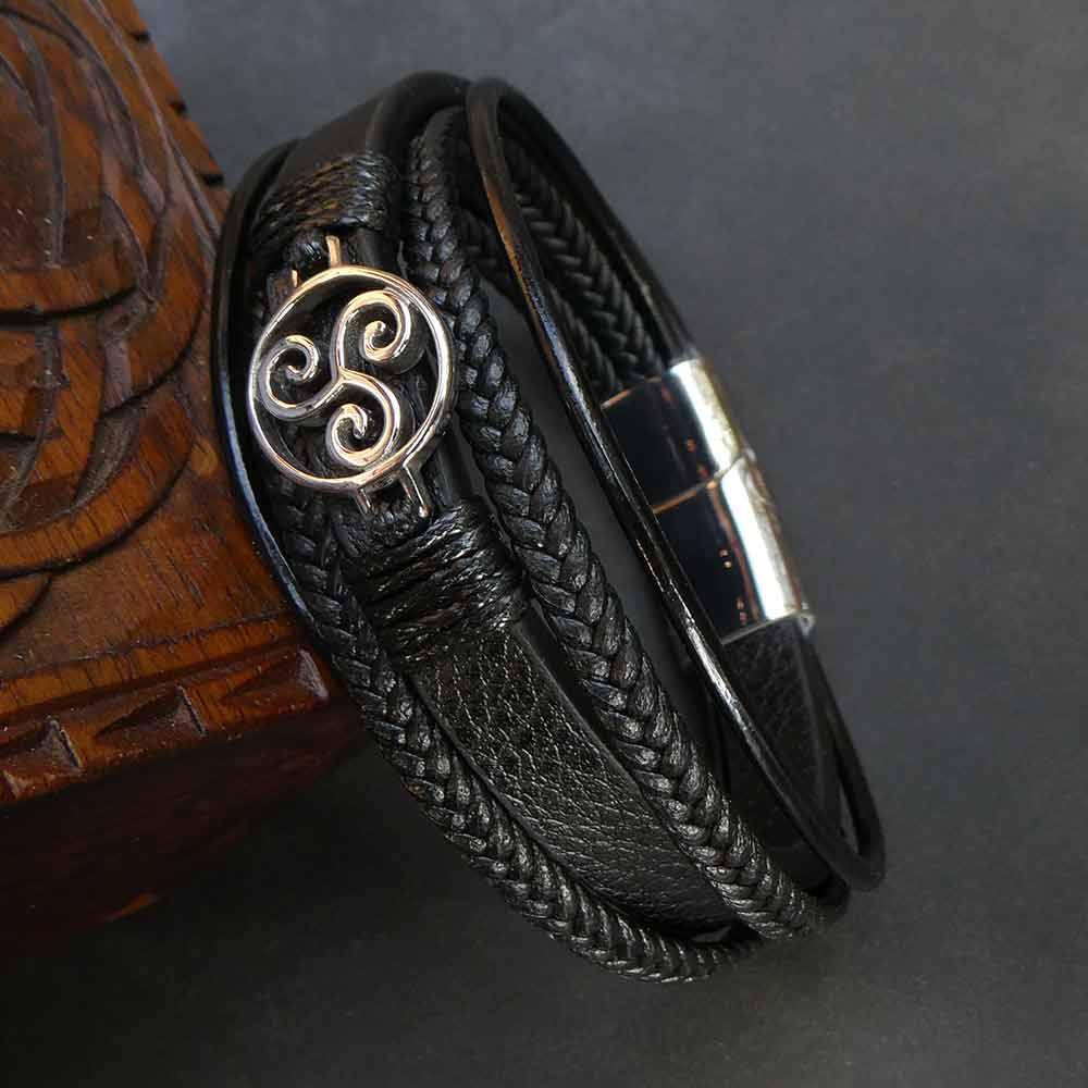 Lederarmschmuck Keltisch Triskel Edelstahl hochwertiger Magnetverschluß