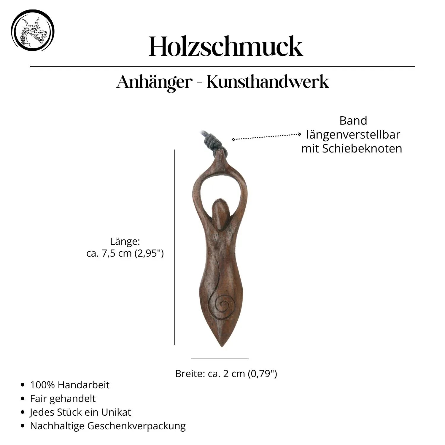 Angerone Holz Kette Handarbeit fair gehandelt Halskette Schmuck