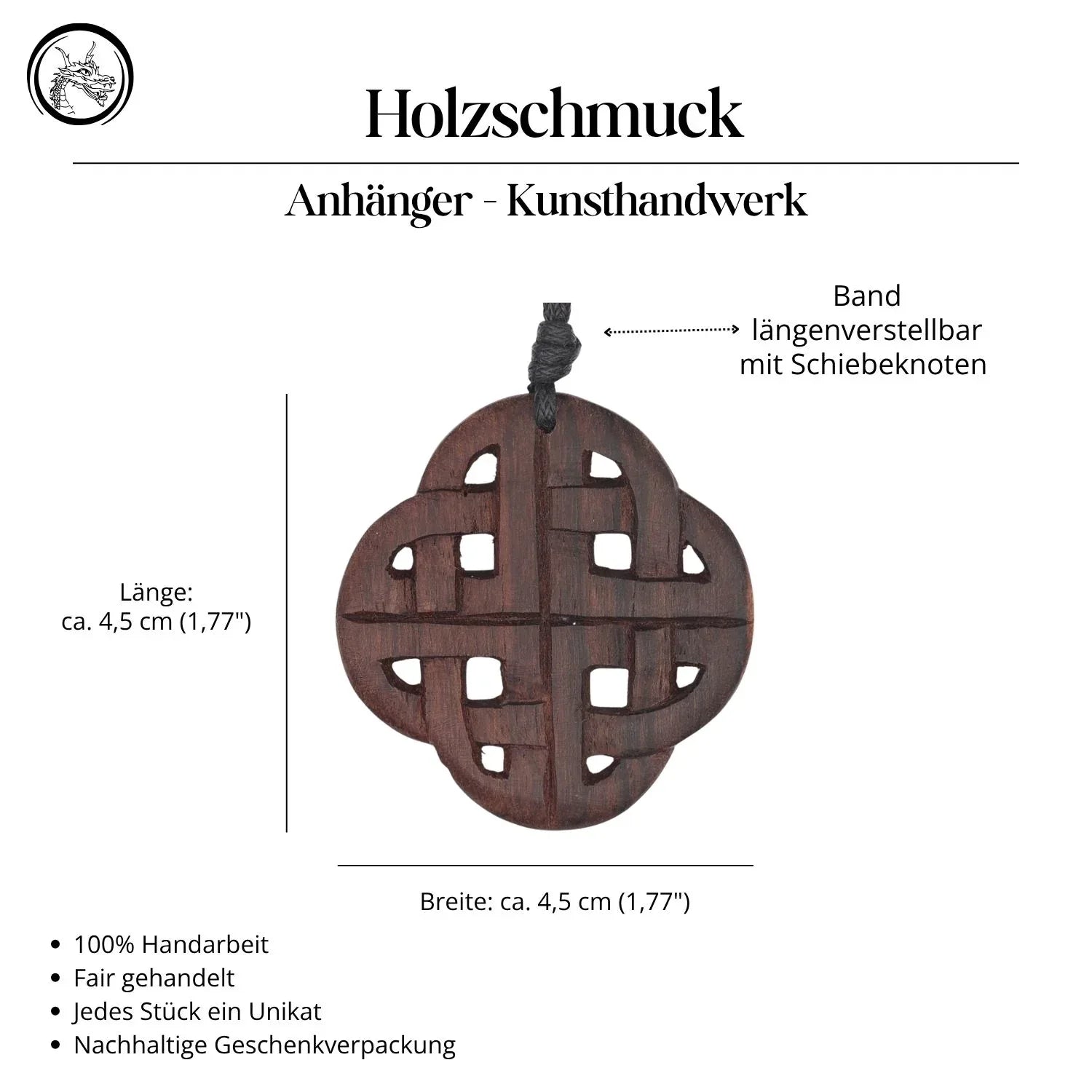 Holz Kette Kelten Handarbeit fair gehandelt Halskette Schmuck