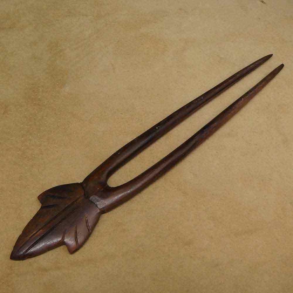 Haarstab Holz Motiv Blatt
