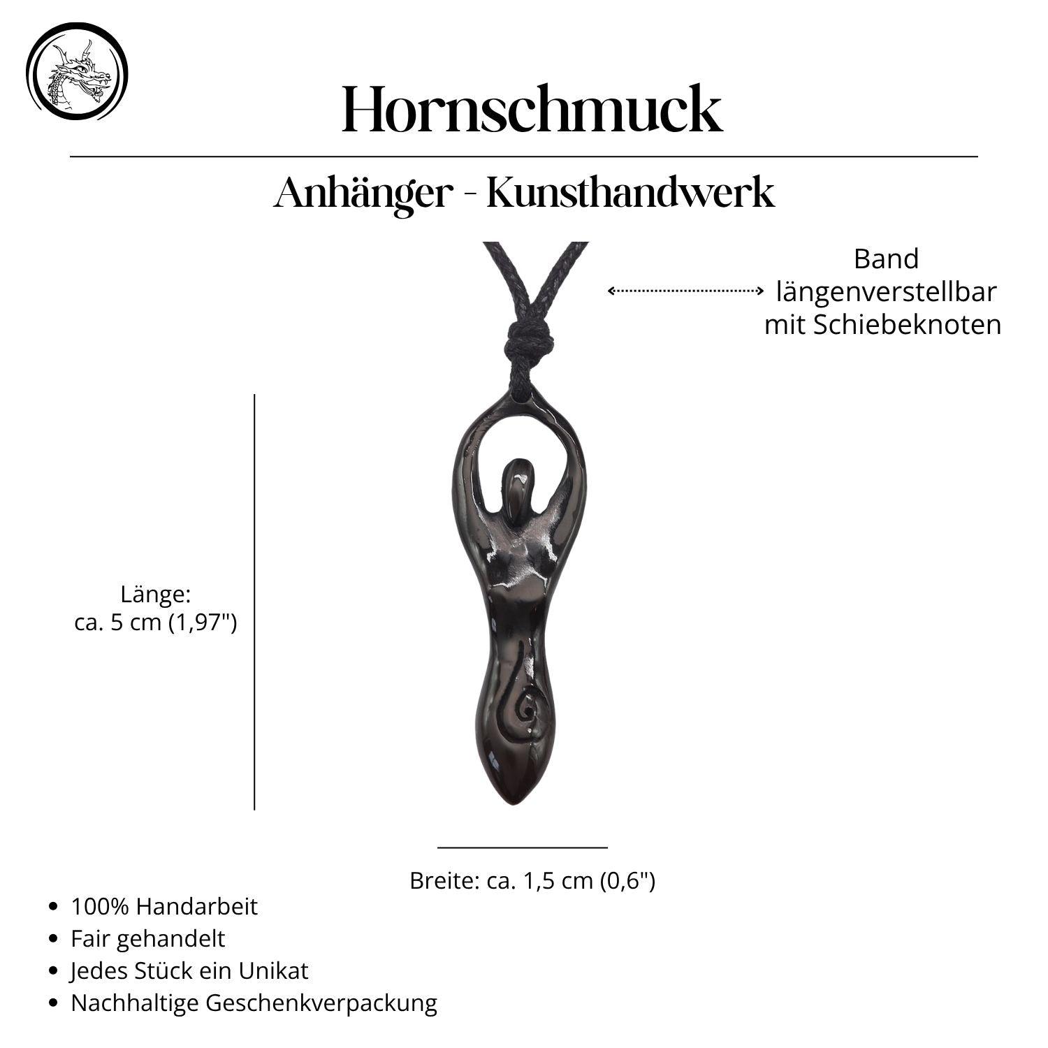 Horn Angerone Halskette Handarbeit mit Band Kunsthandwerk Anhänger