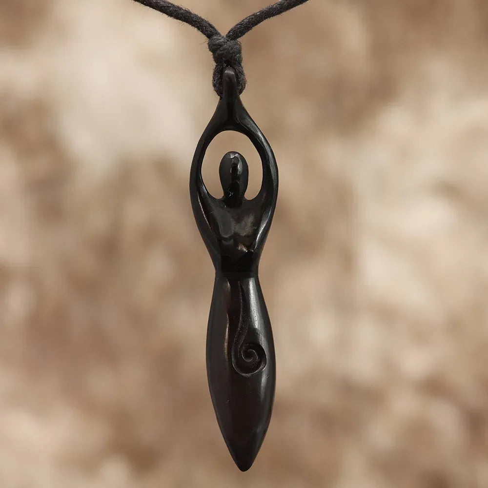 Göttin Schmuck Horn Kette Handarbeit Schmuck geschnitzt 