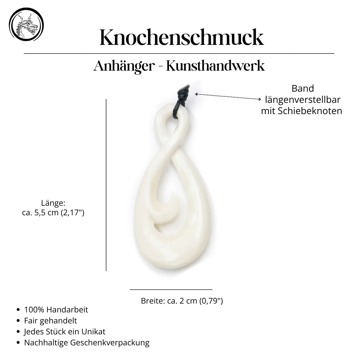 Acht Maori Knochen Anhänger Halskette Handarbeit Kette Kunsthandwerk