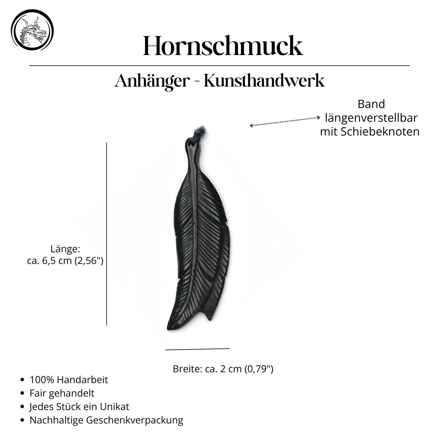 Feder Horn Halskette Anhänger Handarbeit Kunst Handwerk