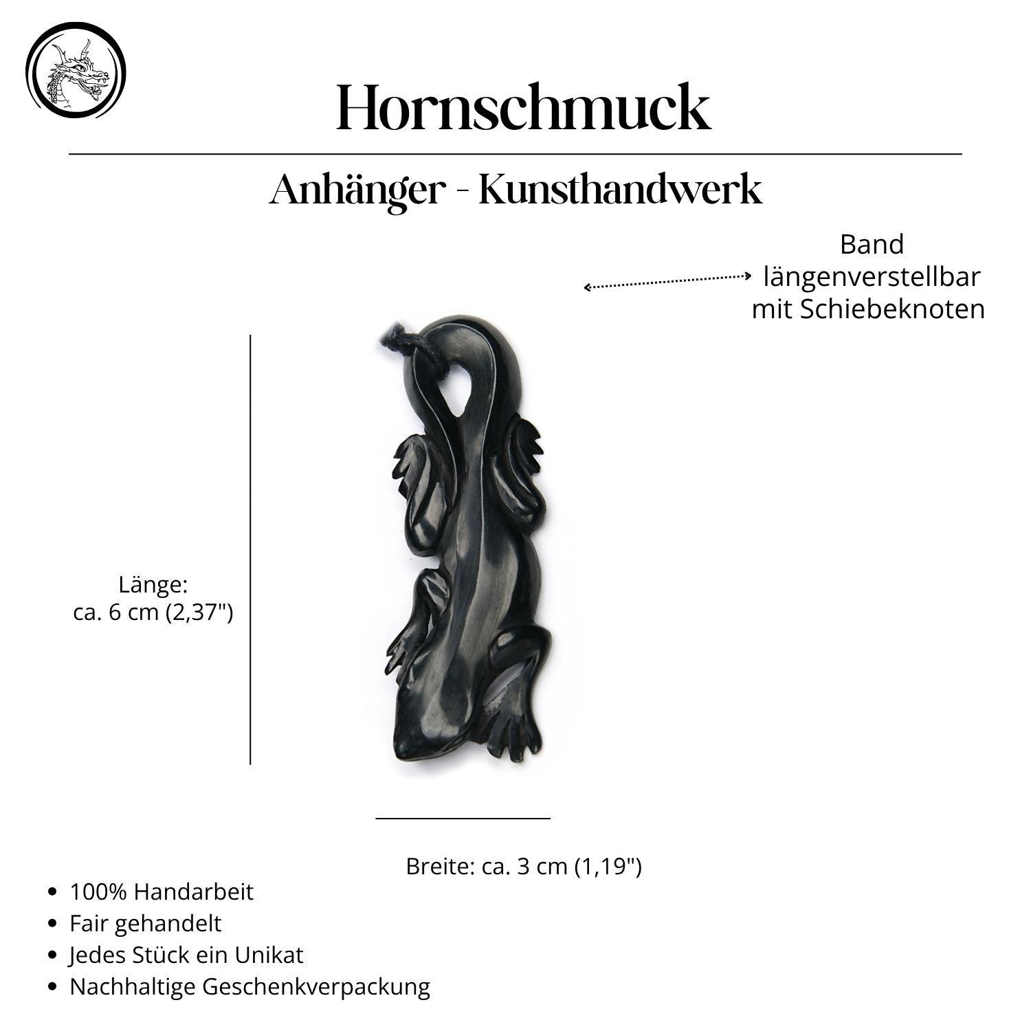 Gecko Horn Halskette Anhänger Handarbeit Kunst Handwerk