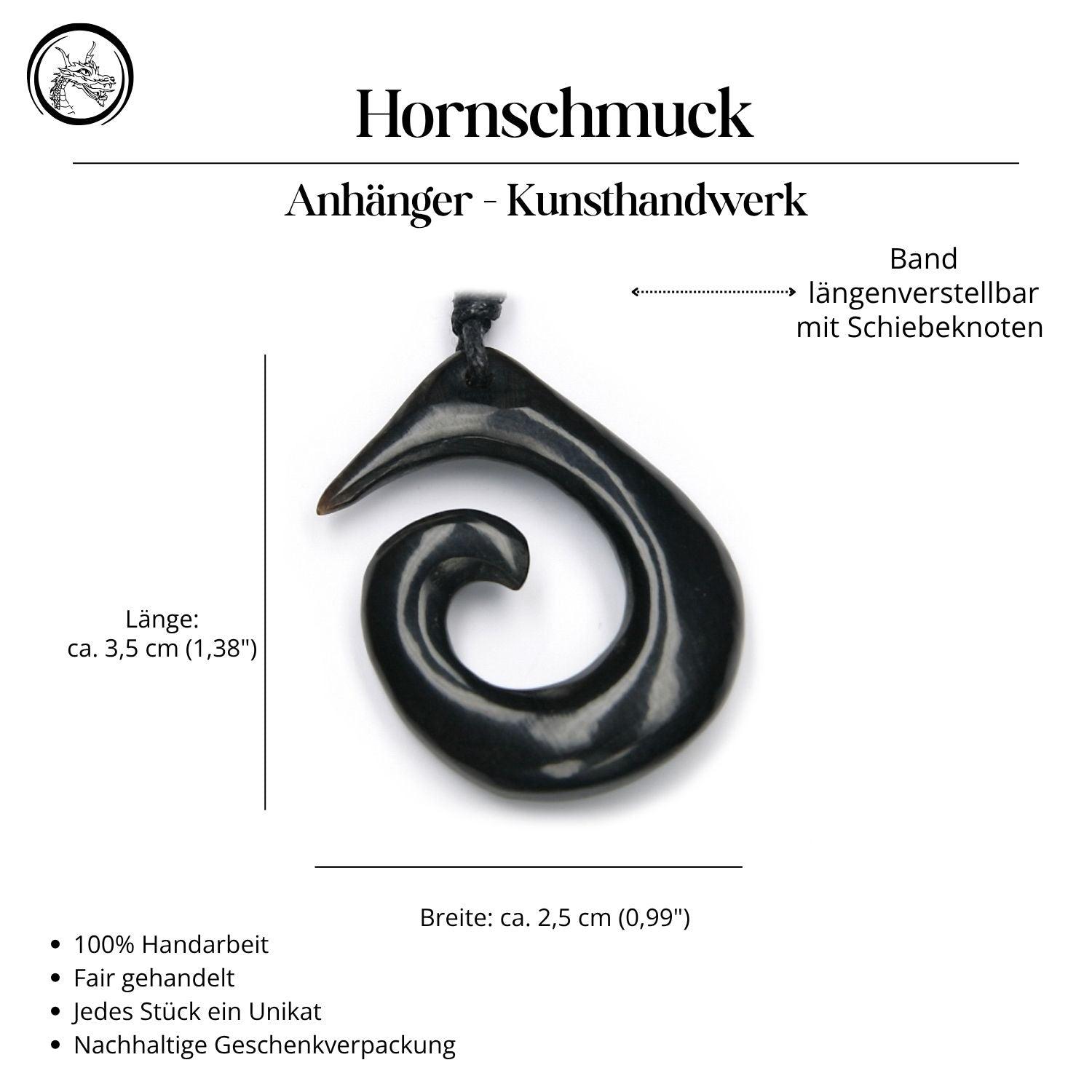 Kiwi Spirale Halskette Horn Handarbeit Kunst Handwerk