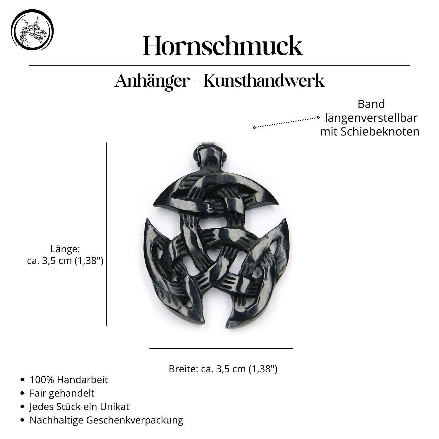 Offene Dreifalt Horn Halskette Anhänger Handarbeit Kunst Handwerk