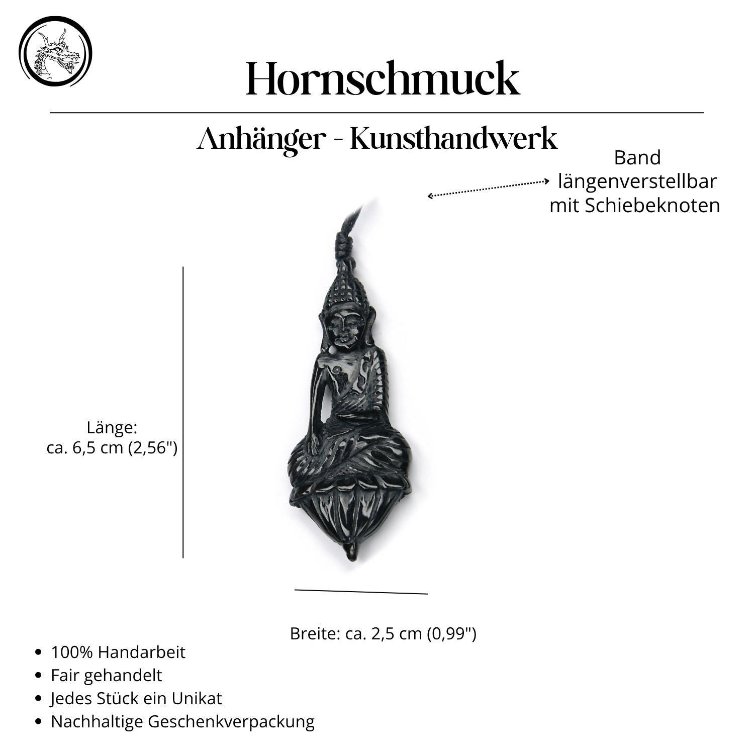Horn Buddha Halskette Anhänger Handarbeit Kunst Handwerk