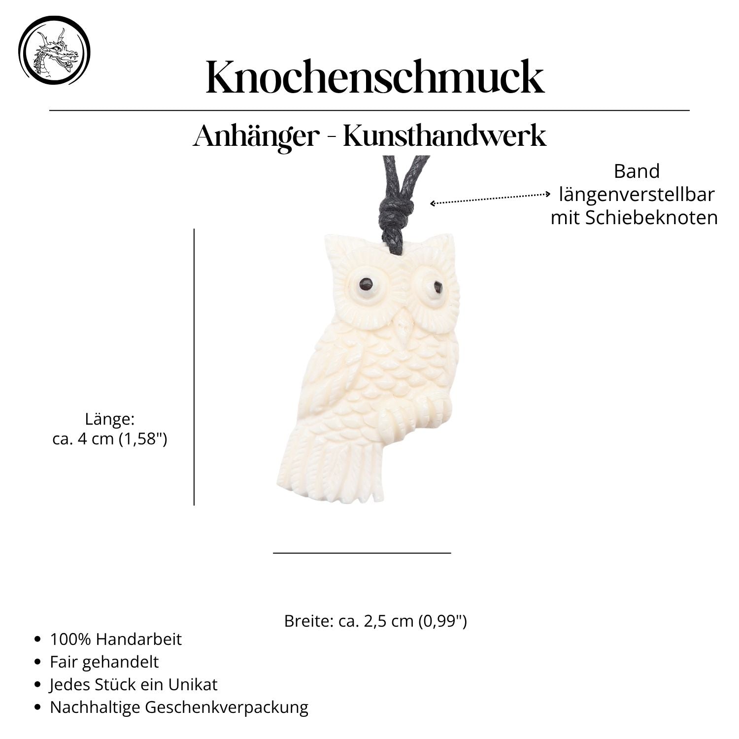 Owl Bone Jewelry Pendant