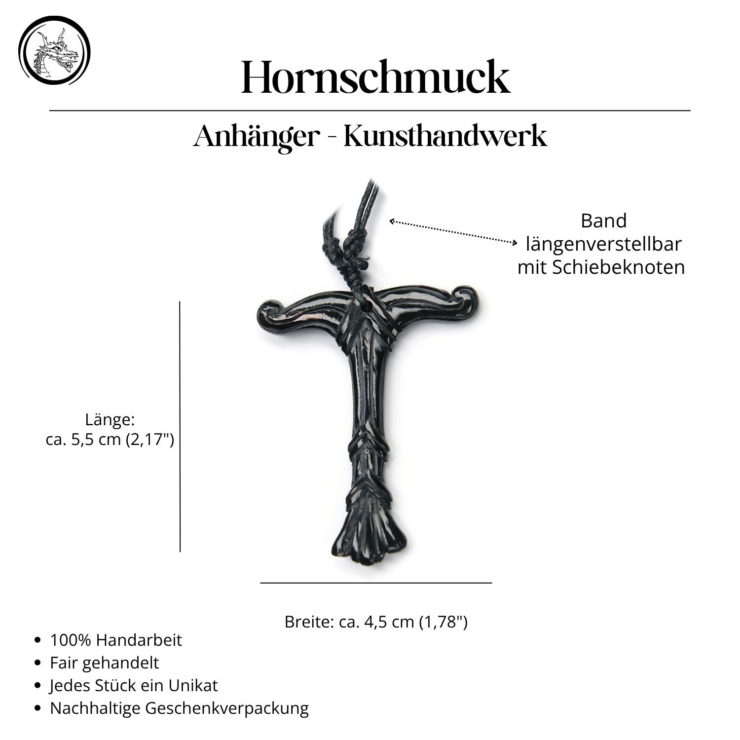 Irminsul Halskette Horn Handarbeit Kunst Handwerk