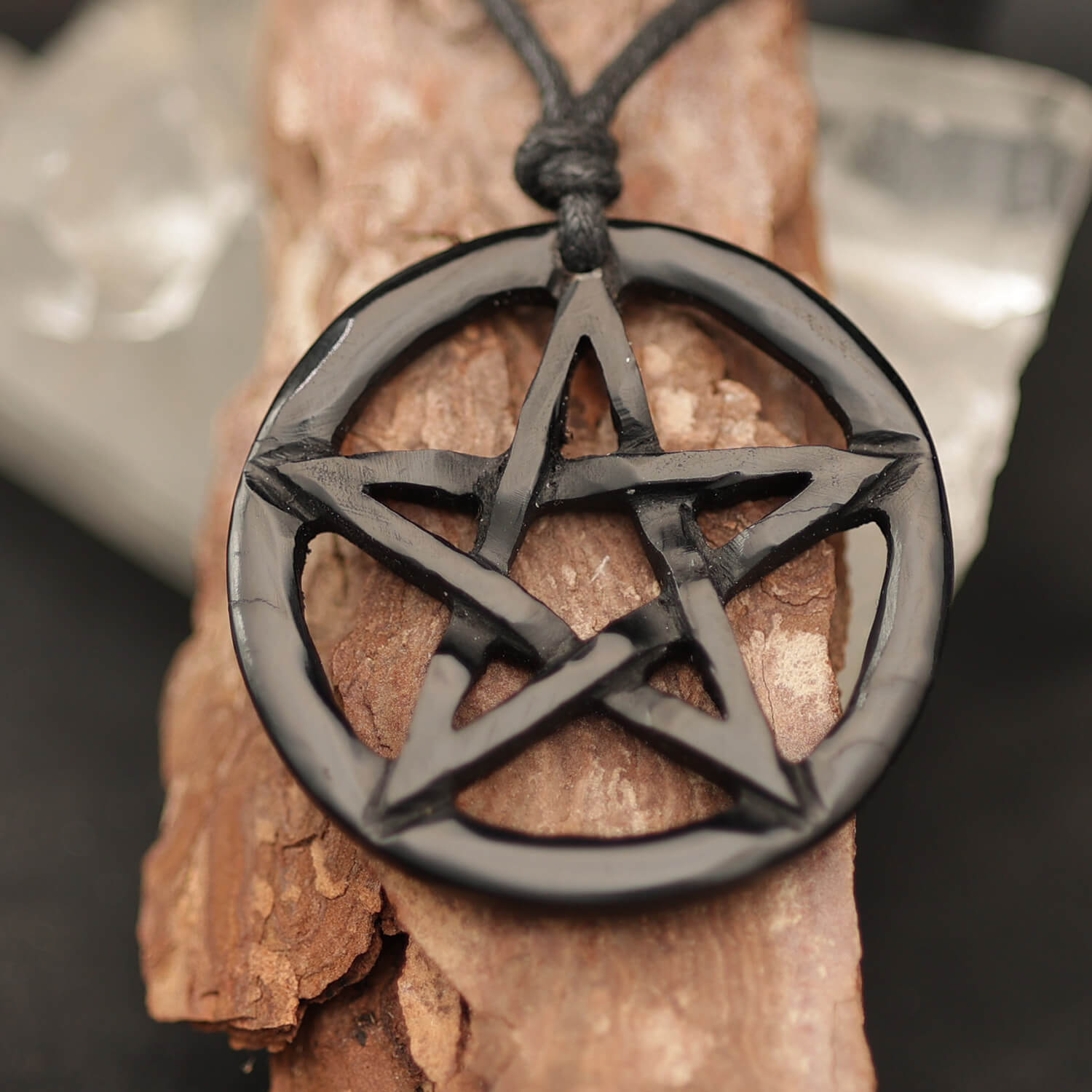 Pentagramm Hornschmuck Anhänger Kette